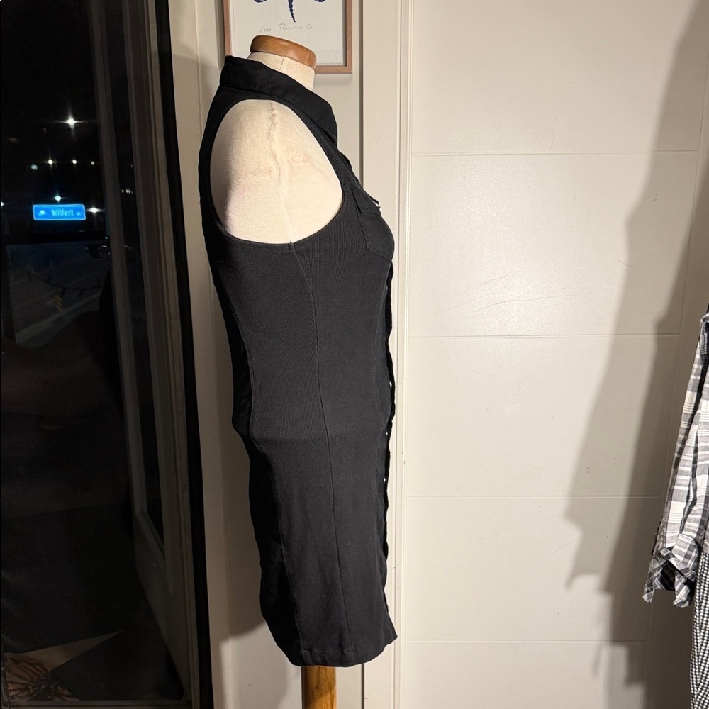 Vintage Y2K Guess Black Sleeveless Linen Dress - Picture 5 of 12